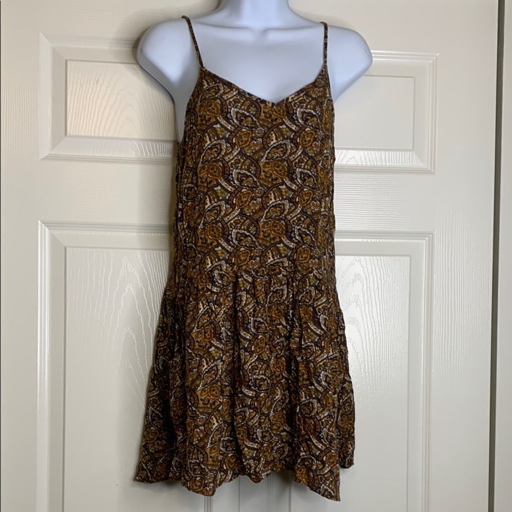 AMERICAN EAGLE OUTFITTERS, Floral Brown Spaghetti Strap Dress, XS